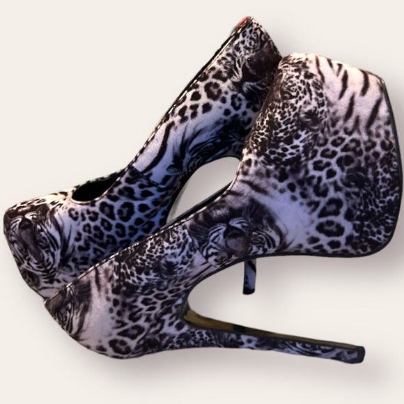 ALBA SAFARI Women Size 10 Tigers Tall Heel Platform Shoes Stilettos Dancer Club - Picture 8 of 12